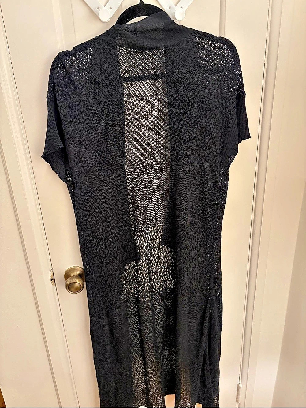 Eileen Fisher Black Open-Front Knit Cardigan